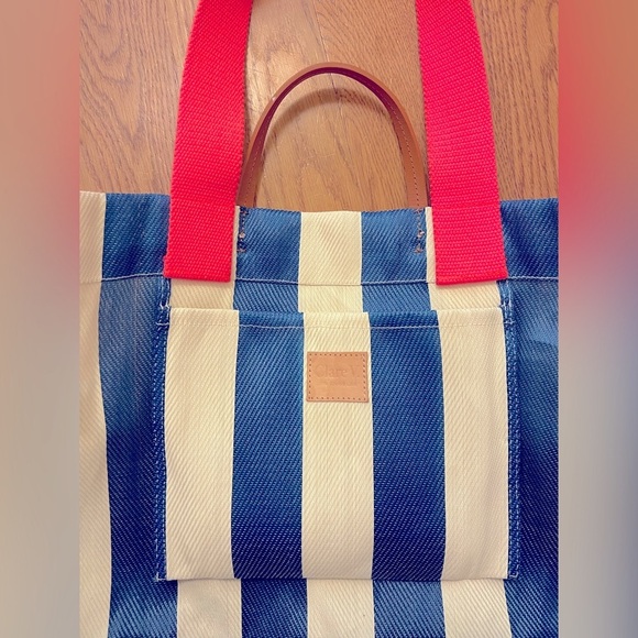 Clare V Beach Tote - Blue White Stripe - Picture 8 of 10
